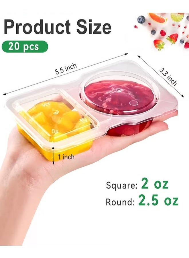 EETU Snack Containers,20pcs Reusable Snack Containers, Double-Compartment Condiment Containers with Lids, Meal Packaging Containers with Spoons for School, Kitchen,Office Lunches,and Takeout Sauces, - Image 2