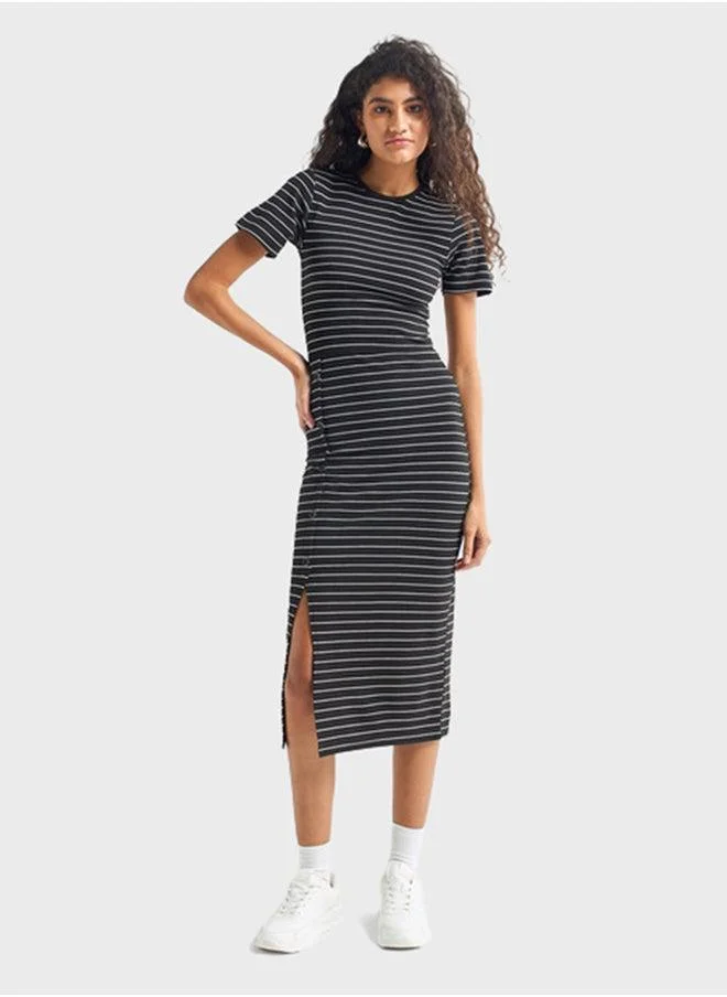 Splash FAV Striped Side Slit Dress