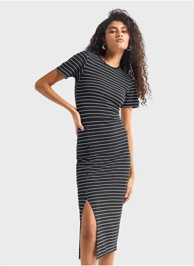 Splash FAV Striped Side Slit Dress
