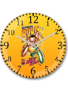 Print Shop Usain Bolt The Lightning Bolt Wall Clock Curved Real Glass