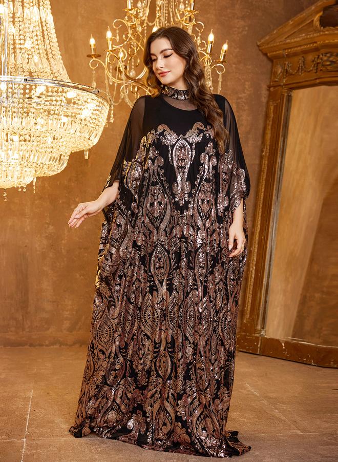 SUPGIR Plus Size Black Embellished Maxi Kaftan Dress - Image 5