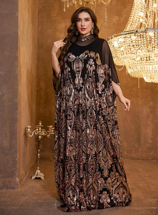 SUPGIR Plus Size Black Embellished Maxi Kaftan Dress - Image 2
