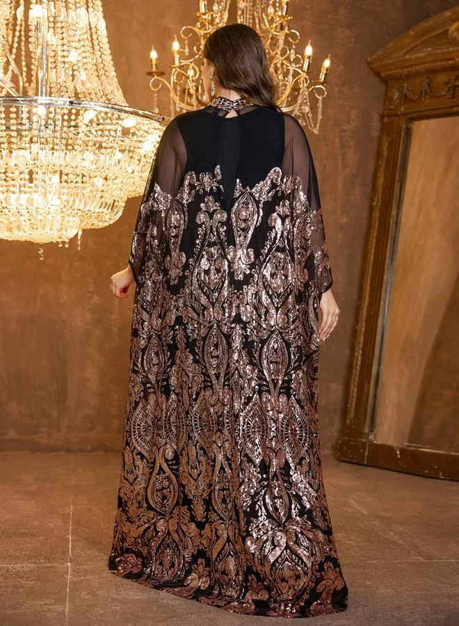 Supgir  Plus Size Black Embellished Maxi Kaftan Dress for Women | Best Price UAE