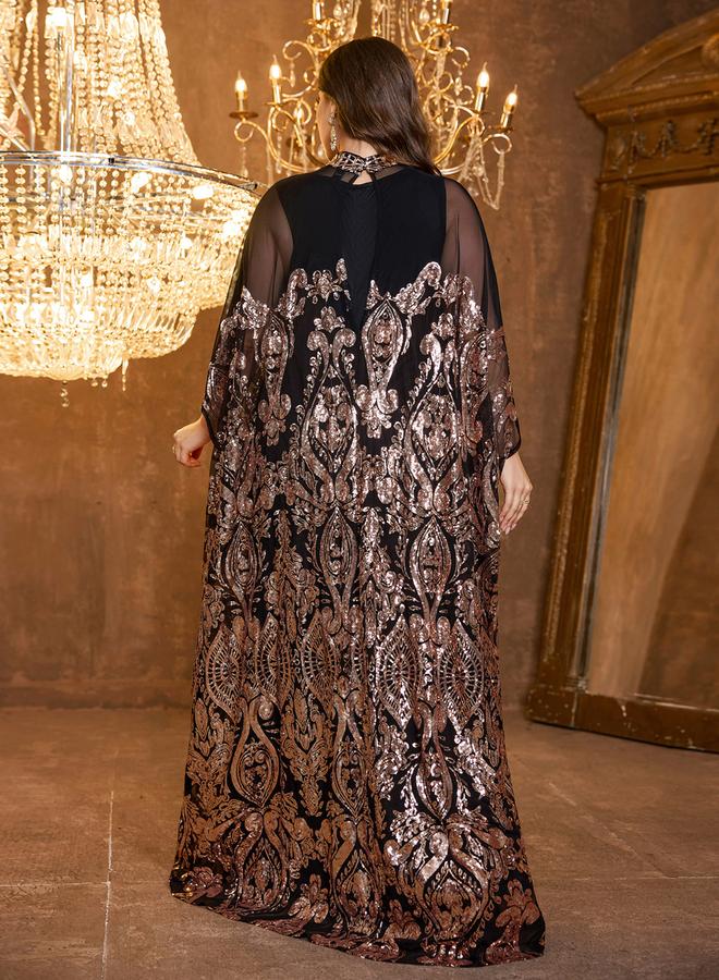 SUPGIR Plus Size Black Embellished Maxi Kaftan Dress - Image 4
