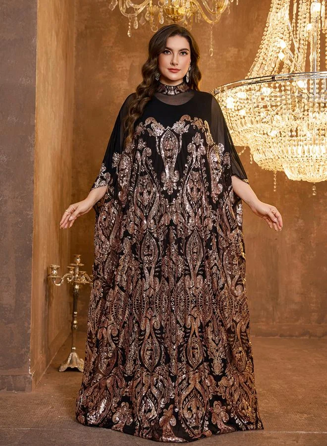 Supgir  Plus Size Black Embellished Maxi Kaftan Dress for Women | Best Price UAE
