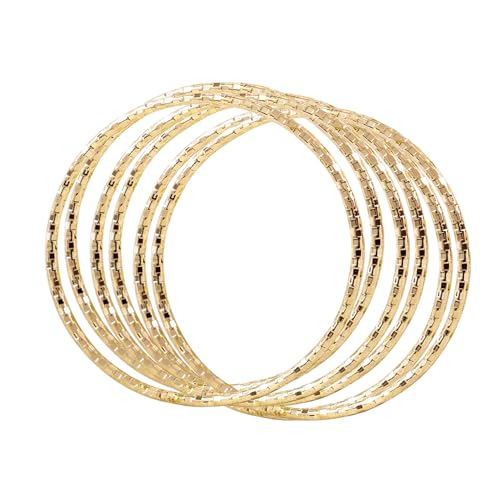 Peora Gold Plated Stylish Set of 6 Metal Bangles Bracelet Fancy Jewellery Gift for Women | Size - 2.6 inch - Image 1