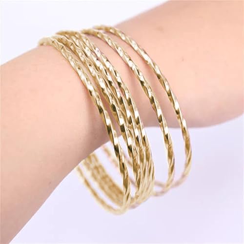Peora Gold Plated Stylish Set of 6 Metal Bangles Bracelet Fancy Jewellery Gift for Women | Size - 2.6 inch - Image 2