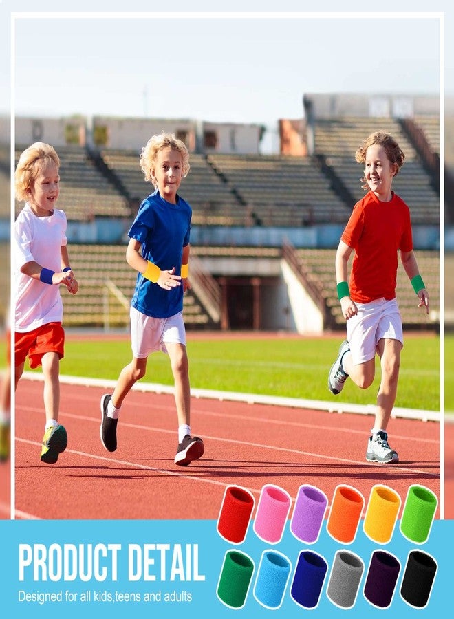 Sosation 50 Pairs Cotton Wrist Sweatbands Bulk Absorbent Sports Wristband Athletic Sweatbands Men Women for Tennis, Basketball, Running, Gym, Working Out (Colorful) - Image 4