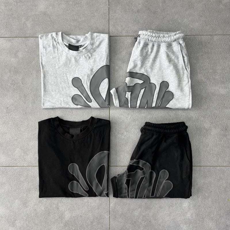 Y2K Aesthetic High Street Hip Hop Printed Letter Short Sleeve T-Shirt Shorts Men'S Summer Trendy Brand Casual Sports Suit - Image 5