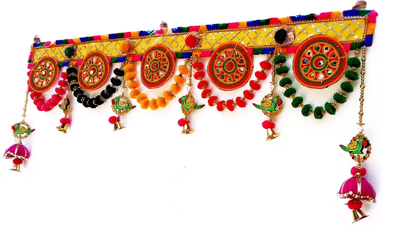 CraftVatika Toran Toranam Hanging Bandarwal for Main Entrance Door Pooja Room Wall Home Decoration Handmade Latest Traditional Design (Type 8), 94 Cm,Multicolour - Image 2