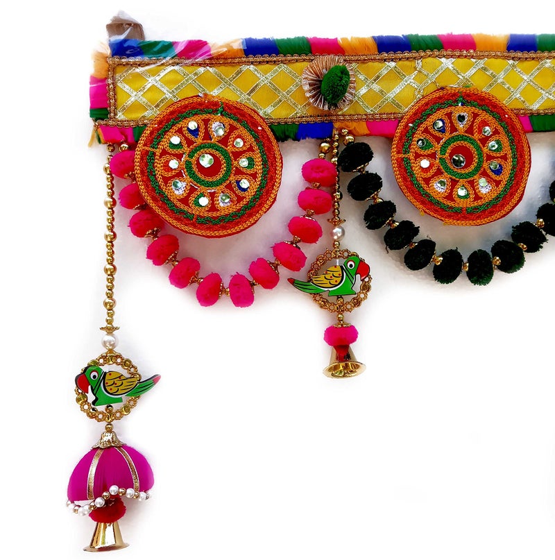 CraftVatika Toran Toranam Hanging Bandarwal for Main Entrance Door Pooja Room Wall Home Decoration Handmade Latest Traditional Design (Type 8), 94 Cm,Multicolour - Image 4