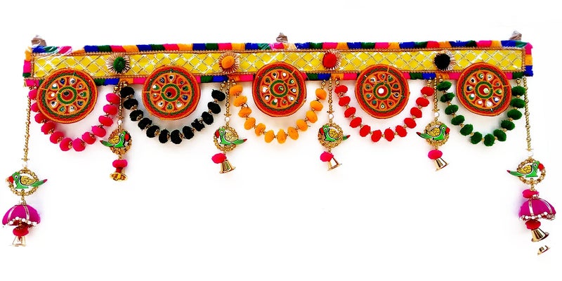 CraftVatika Toran Toranam Hanging Bandarwal for Main Entrance Door Pooja Room Wall Home Decoration Handmade Latest Traditional Design (Type 8), 94 Cm,Multicolour - Image 1