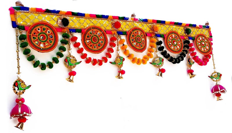 CraftVatika Toran Toranam Hanging Bandarwal for Main Entrance Door Pooja Room Wall Home Decoration Handmade Latest Traditional Design (Type 8), 94 Cm,Multicolour - Image 3