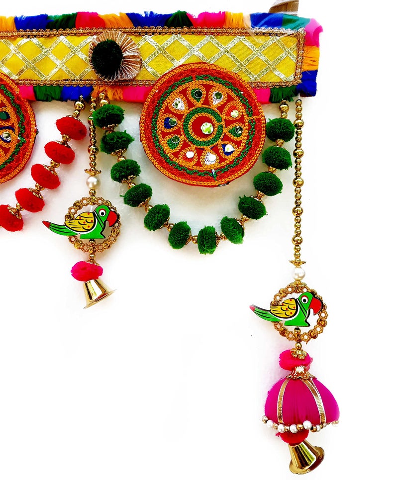 CraftVatika Toran Toranam Hanging Bandarwal for Main Entrance Door Pooja Room Wall Home Decoration Handmade Latest Traditional Design (Type 8), 94 Cm,Multicolour - Image 5