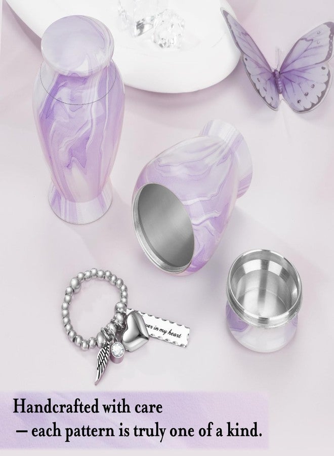 Dletay Small Urns for Human Ashes Keepsake 2.85 Inches Memorial Mini Cremation Urn for Women Men Aluminum Decorative Funeral Urns - Light Purple - Image 4