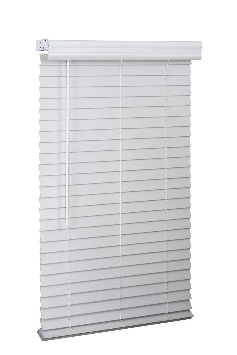 Lotus & Windoware LOTUS  WINDOWARE 2 Faux Wood Blind 35 W x 48 H White Wood Grain Textured Finish 