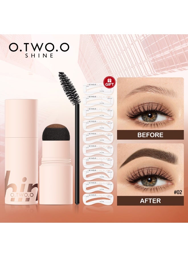 OTWOO O.TWO.O Stamp BrowFun Cushion Eyebrow Powder – Long-Lasting & Waterproof (#1, LIGHT COFFEE BROWN) - Image 2