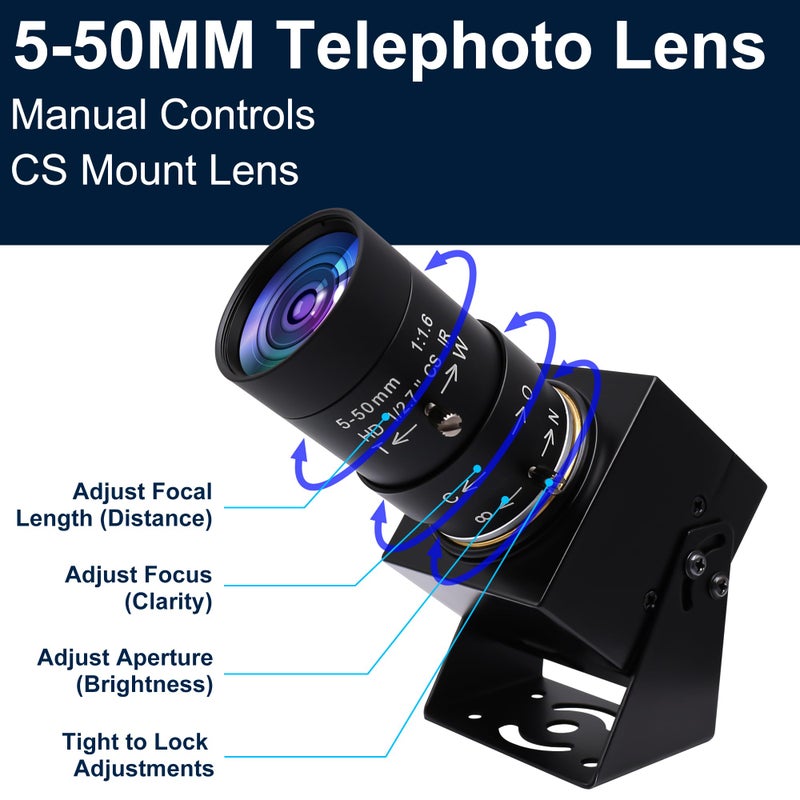 SVPRO 1080P USB Webcam with Telephoto 5-50mm Lens, Full HD Computer Camera 100fps/60fps/30fps for Windows/Mac/Linux/Android - Image 5