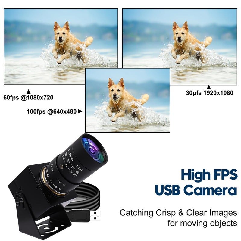 SVPRO 1080P USB Webcam with Telephoto 5-50mm Lens, Full HD Computer Camera 100fps/60fps/30fps for Windows/Mac/Linux/Android - Image 2