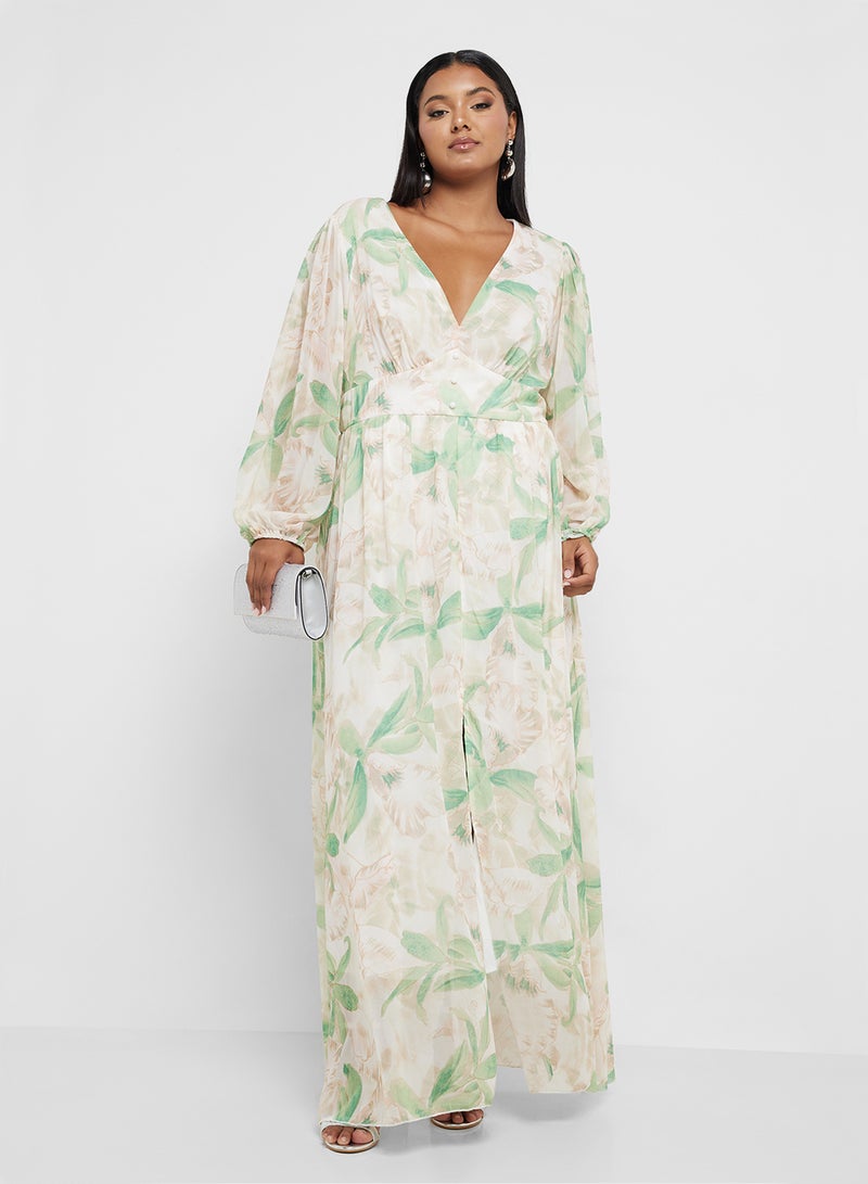 Khizana Floral Chiffon Maxi Dress - Image 4