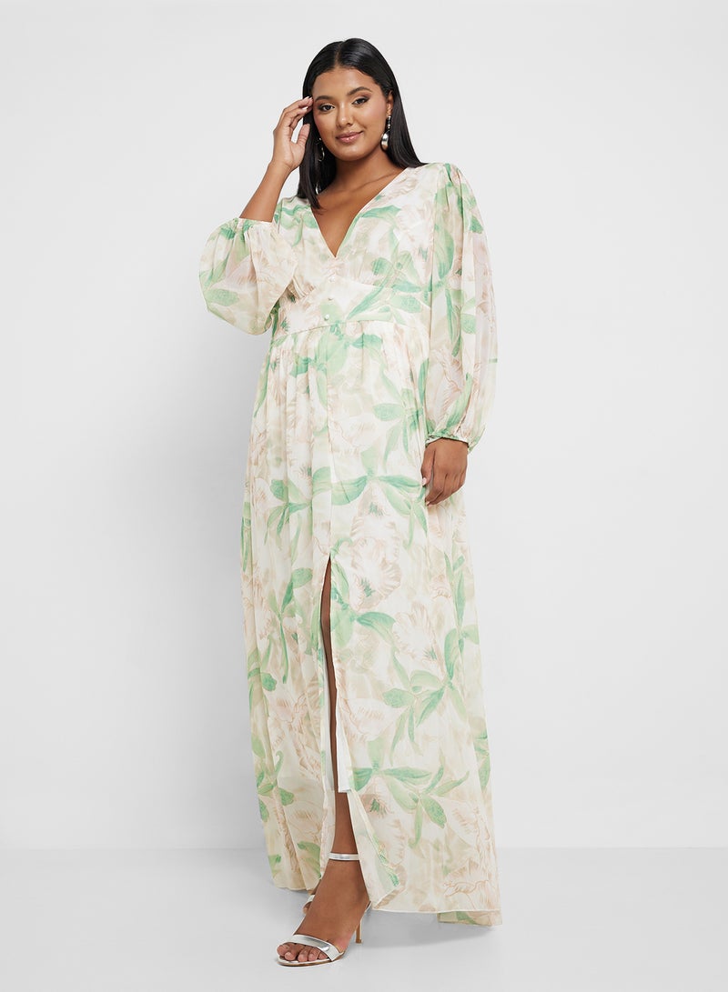 Khizana Floral Chiffon Maxi Dress - Image 1