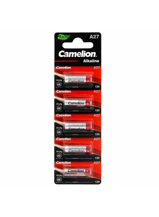 Camelion A27 12V Alkaline Batteries 5 Pack, Mini Battery for Remote Controls, Doorbells, Security Devices & Wireless Accessories - Image 1