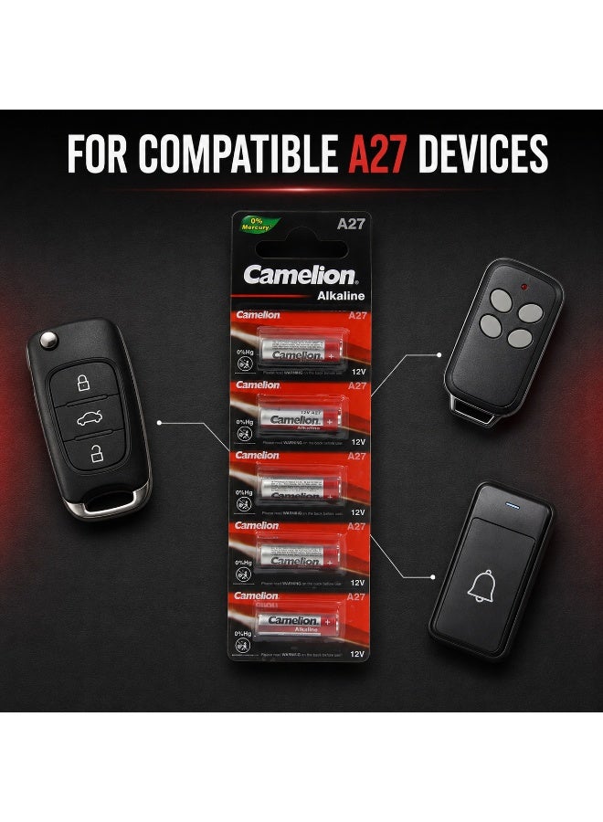 Camelion A27 12V Alkaline Batteries 5 Pack, Mini Battery for Remote Controls, Doorbells, Security Devices & Wireless Accessories - Image 5