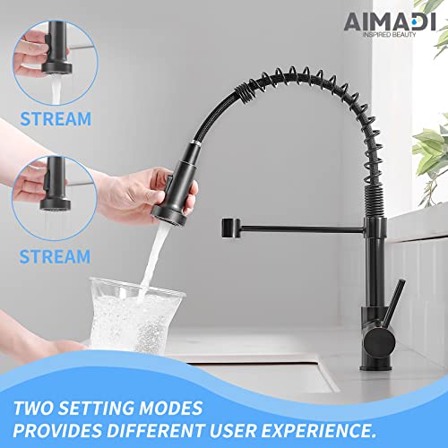 AIMADI Oil Rubbed Bronze Kitchen Faucet,AIMADI Commercial Single Handle Single Hole Bronze Kitchen Faucet with Pull Down Sprayer grifo para fregaderos de cocina - Image 2