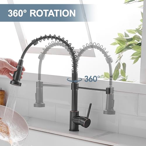 AIMADI Oil Rubbed Bronze Kitchen Faucet,AIMADI Commercial Single Handle Single Hole Bronze Kitchen Faucet with Pull Down Sprayer grifo para fregaderos de cocina - Image 4