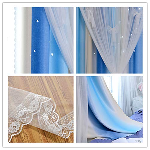 Yancorp Curtains for Girls Bedroom Kids Room Rainbow Curtains Nursery Curtain 84 inches Length Grommet Rainbow Color Decor for Playroom (Blue Beige, W52 X L84) - Image 2