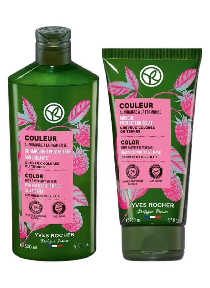 Yves Rocher Hair Care Set, Colour Protection Shampoo 300 ml and Hair Mask 200 ml 