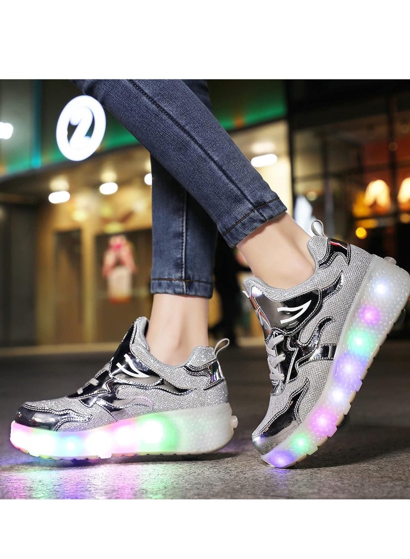 إسكدنيا أحذية تزلج دوارة بشحن USB للأطفال مزودة بعجلات وأحذية دوارة مضيئة وأحذية رياضية دوارة قابلة لإعادة الشحن للفتيات والأولاد والأطفال - Image 4