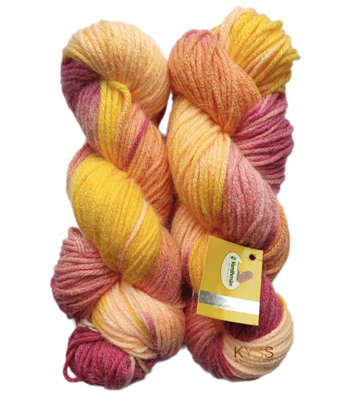 Vardhman Jolly Print Thick Chunky Wool Hand Knitting Yarn Multi Hanks200gms Shade no11