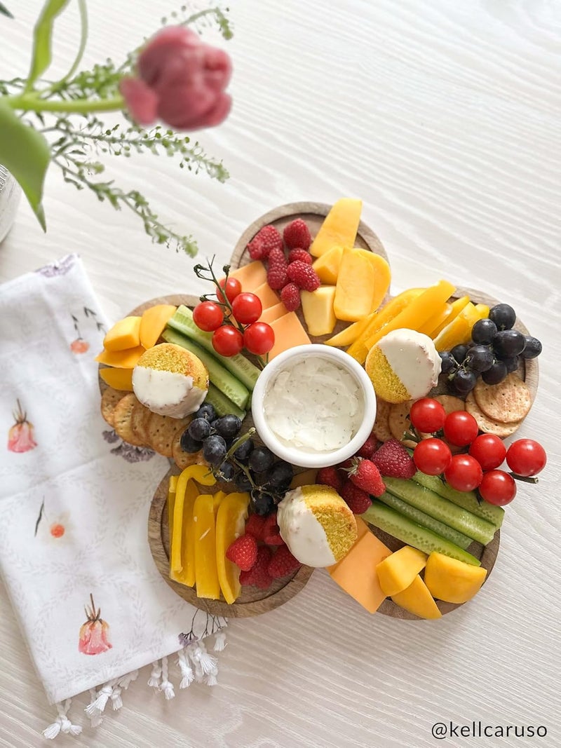 mud pie Mud Pie Flower Dip board 14 x 14  bowl 2 12 x 3 12 dia Brown  - Image 3