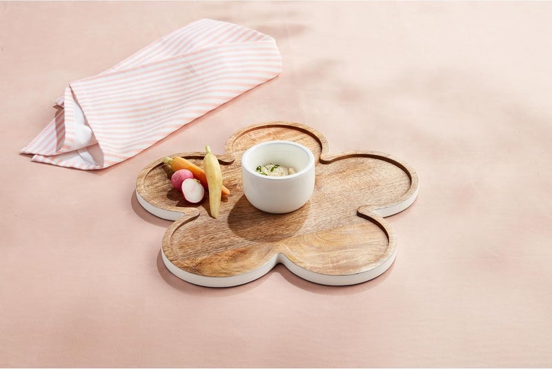 mud pie Mud Pie Flower Dip board 14 x 14  bowl 2 12 x 3 12 dia Brown  - Image 2