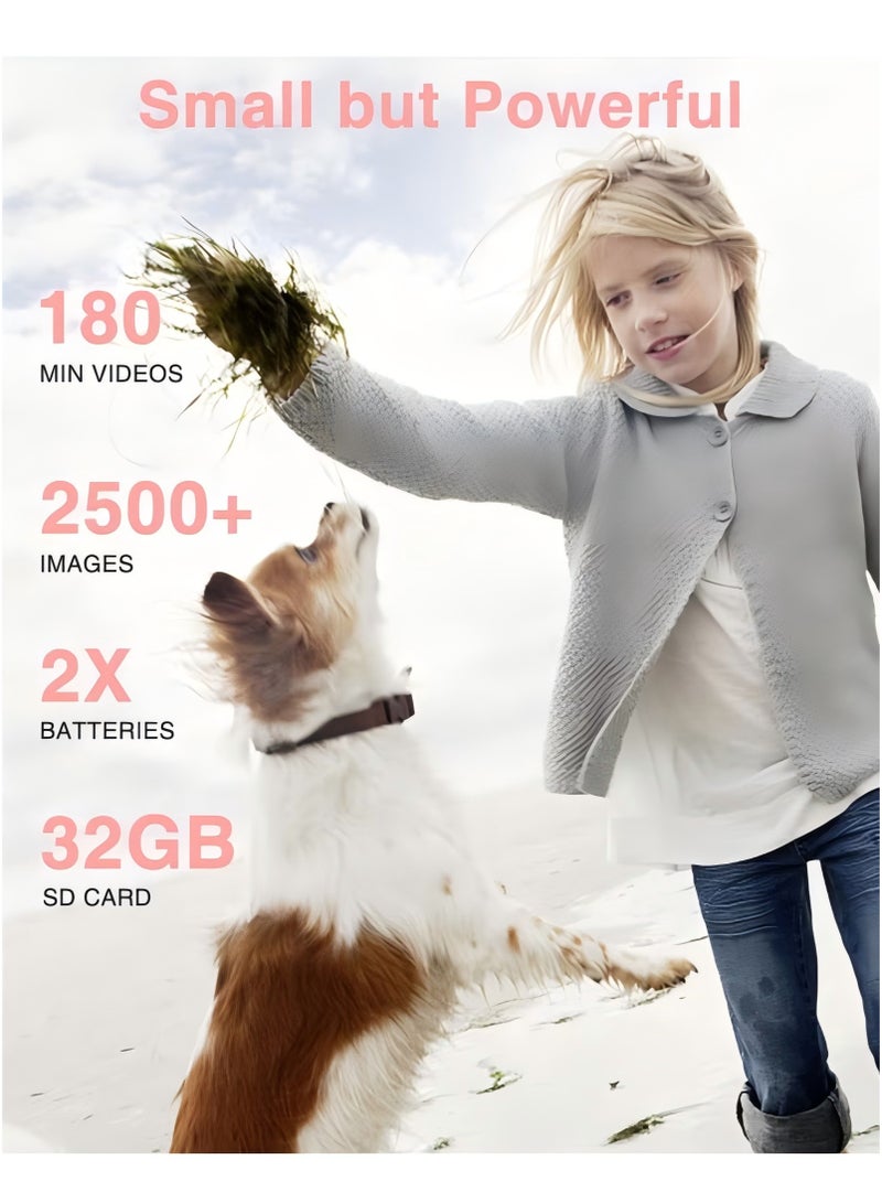 YIQUAN Digital Camera, FHD 1080P Kids Camera, 44MP Point and Shoot Digital Cameras with 32GB Memory Card and Two Batteries, 16X Zoom , Lanyard, Compact Size Camera, Gift for Boys/Girls (Pink)  - Image 4