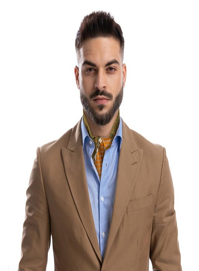 جيرينلي وشاح مربع من الحرير العتيق من جيرينلي للرجال، باندانا ساتان، طبعة ميدالية صغيرة، وشاح رأس هندسي، رمادي داكن، متوسط - Image 4