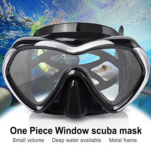 EXP VISION Scuba Diving Mask AntiFog Panoramic Snorkel Goggles Adult Mirror Swim Mask Single Lens Swim Goggles wIith Nose Cover for Diving Snorkeling Swimming Black - Image 3