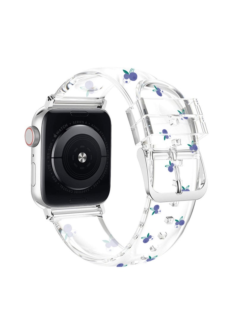 حزام ساعة شفاف باللون الأزرق يناسب مقاسات 42 44 45 مم متوافق مع Apple Watch للرجال والنساء من سلسلة Iwatch - Image 1