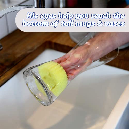 Scrub Daddy Original Dish Sponge Twin Pack, Smiley Face Sponges for Cleaning & Washing Up - Multipack Kitchen Non Scratch Scourers with FlexTexture Firm & Soft Scrubbing, Dishwashing Scrubber - Yellow - Image 5