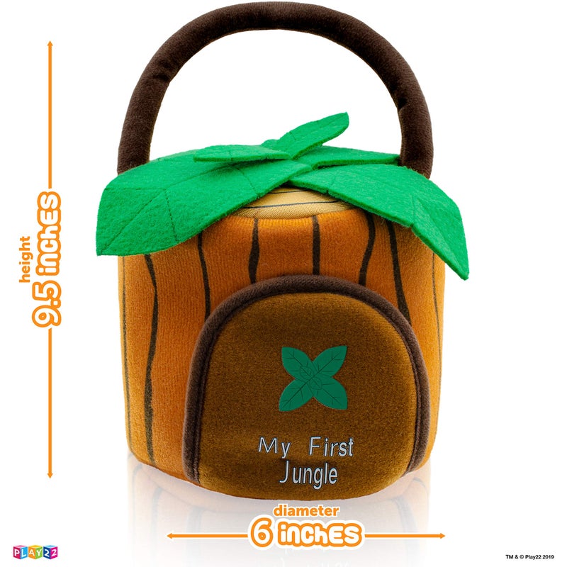 Play22 6-Piece Plush Talking Jungle Animals Set with Carrier for Kids, Babies & Toddlers - Elephant, Tiger, Lion, Zebra, Monkey - Image 5