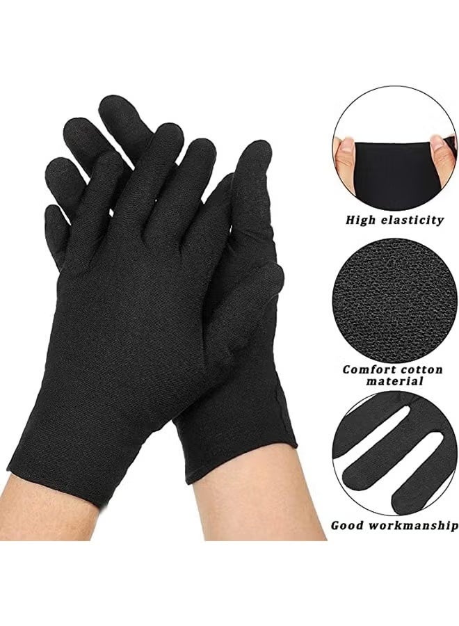 GIFT 6 Pairs Black Cotton Gloves for Dry Hands Eczema SPA Moisturizing Work Glove Liners for Serving Costume Inspection - Image 2