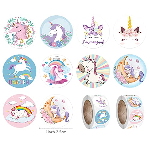 HASTHIP® 1000 Pieces Unicorn Stickers for Kids, for Kids Crafts, Gift Wrapping, Scrapbooking, Envelopes Sealing, 1 Inch Self-Adhesive Paper Sticker Set - Image 2