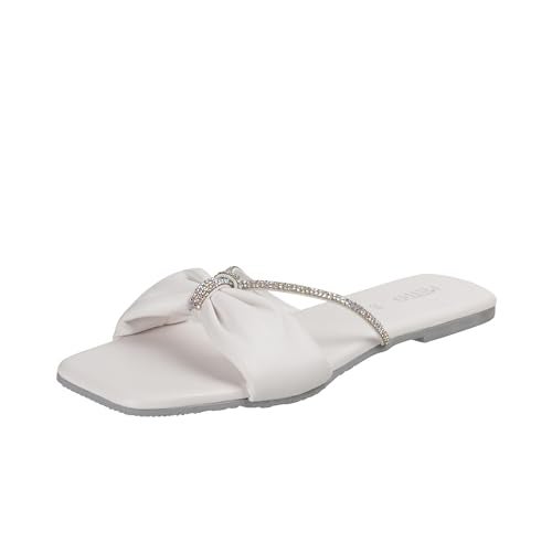 Metro Women White Synthetic Leather Flat Fashion Chappal UK/8 EU/41 (41-4634) - Image 1