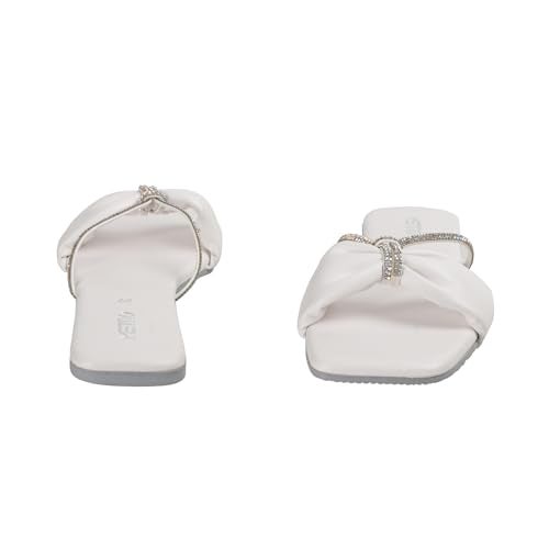 Metro Women White Synthetic Leather Flat Fashion Chappal UK/8 EU/41 (41-4634) - Image 5