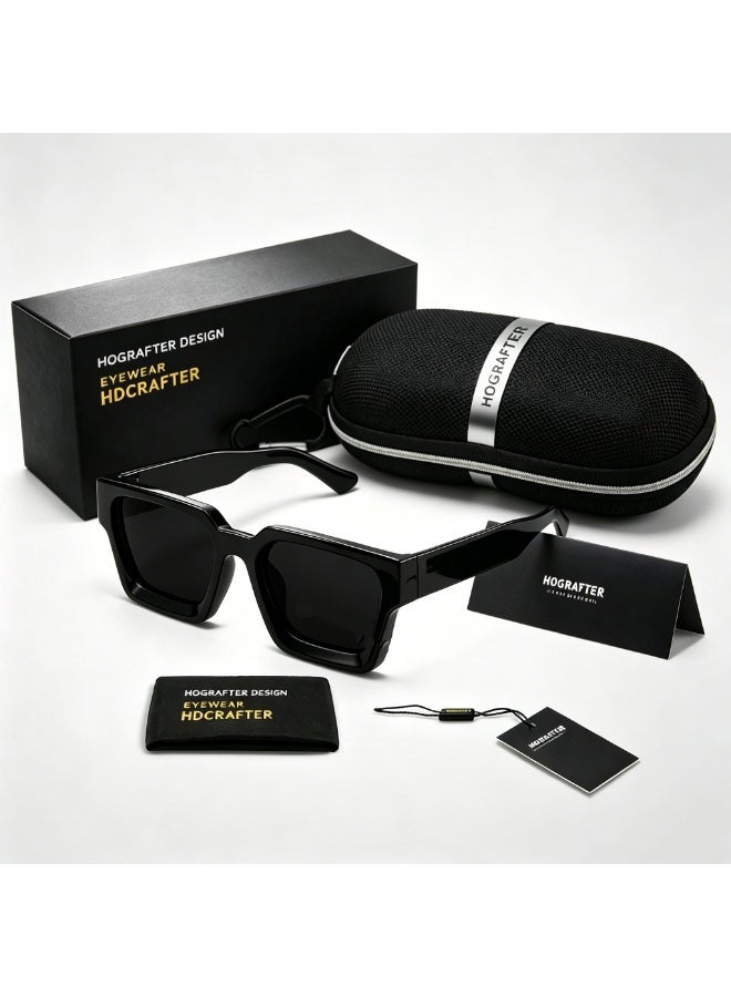 HDCRAFTER Thick Square Sunglasses for Men Women Retro Chunky Rectangle Shades UV400 Protection - Image 1