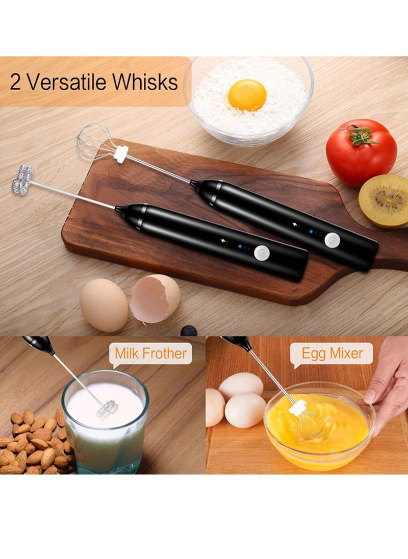 Handheld  3 In 1; Electric Foam Maker, Egg Beater, Drink Mixer. USB Rechargeable, Mini Blender For Coffee Latte Cappuccino Hot Chocolate, Black  - Image 5