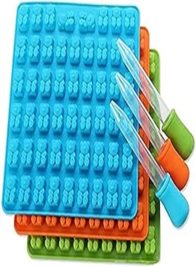 53 Cavity Silicone Gummy Bear Chocolate Mold Candy Maker Ice Tray Jelly Moulds Color: blue