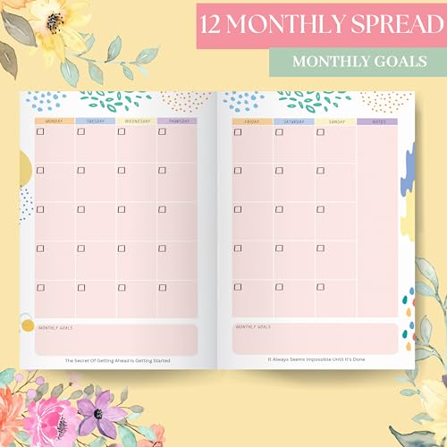 LAURET BLANC 12Months Undated Planner, 12 Monthly Spreads, 52 Weekly Spreads, Habit Tracker, Utility Pages, Paperback (Be The Energy You Want To Attract) - Image 4
