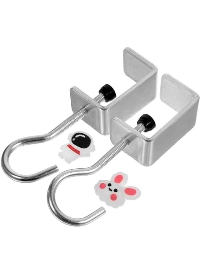 2pcs Desk Mount Bag Holder Hook Clamp-on Under Desk Headphone Holder Backpack Hanger for Controllers Headphones Headset Bag Purse Hanging - Image 1